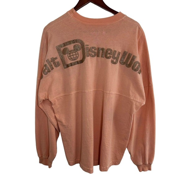 Disney Tops - Disney Spirit Jersey Top Rose Peach Glitter Bling Size Medium Disney World